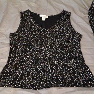 2 piece, matching sleeveless shirt and over shirt